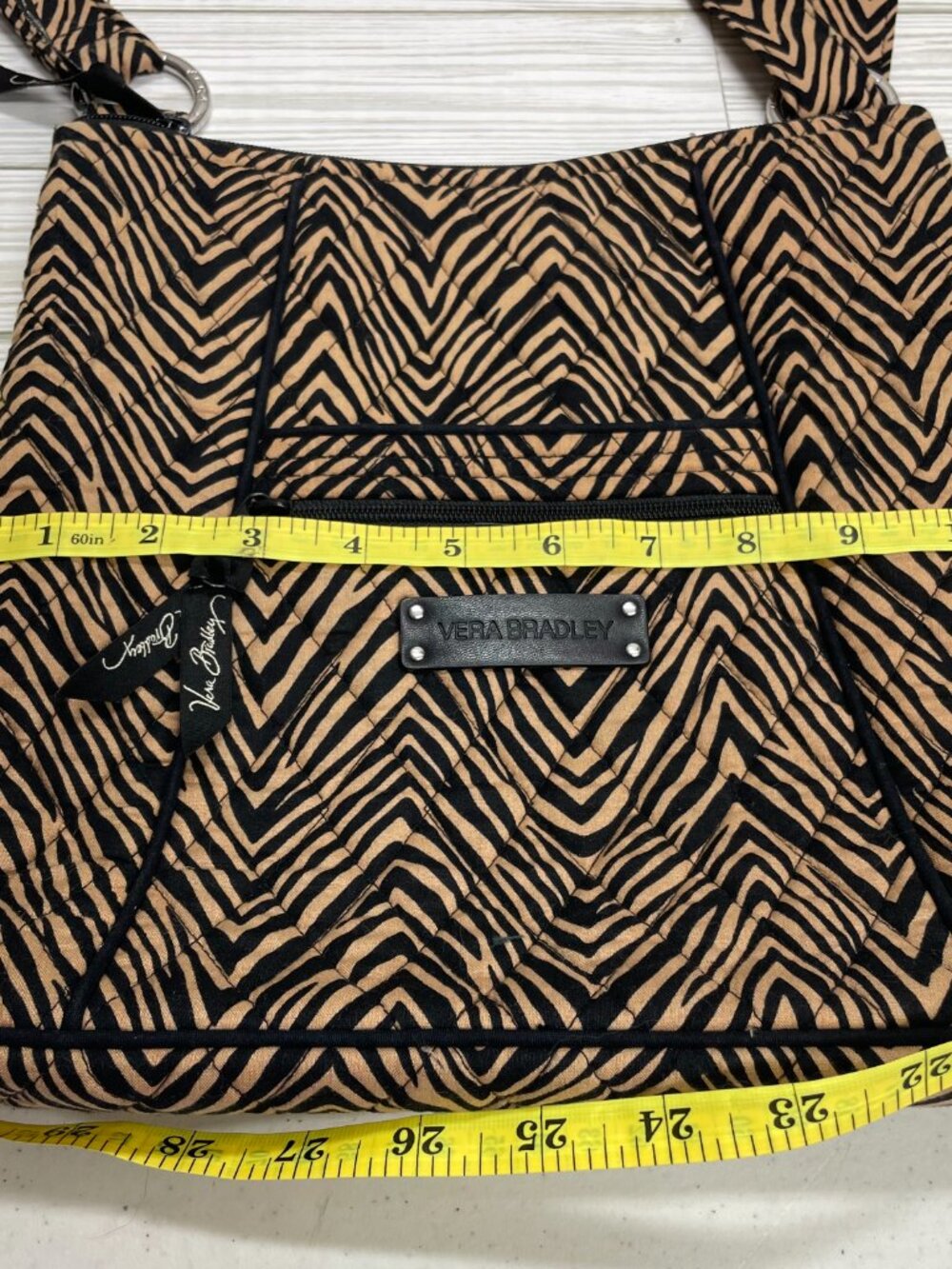 Vera Bradley Brown Black Zebra Pattern Cotton Crossbody Purse Bag - Picture 9 of 10